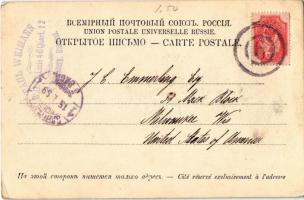 1899 Sankt-Peterburg, Saint Petersburg, St. Petersbourg; Quai Anglais / English Quay with steamships...