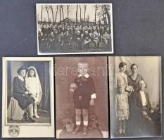 Kb. 98 db RÉGI fotó és fotó képeslap: katonai, tenisz, hölgyek, gyerekek, párok, műtermi fotók, élet...