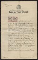 1914 Közjegyző által hitelesített házassági szerződés, okmánybélyegekkel