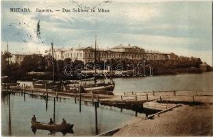 1918 Jelgava, Mitau, Das Schloss zu Mitau / Rastrelli Palace, castle, boats (EK)