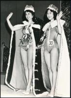 Régi idők szépségkirálynői: Miss Espana, Miss Austria, stb., 3 db fotó, 23×17 cm