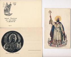 3 db RÉGI motívumlap: Szent István király / 3 pre-1945 motive postcards: Stephen I of Hungary