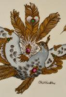 Hutschenreuther madaras váza, részben kézzel festett, jelzett, apró kopás nyomokkal, m:15,5 cm, h:18...