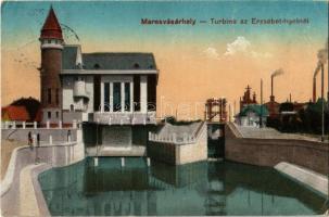 1917 Marosvásárhely, Targu Mures; Turbina az Erzsébet ligetnél / hydroelectric turbine, water plant (fa)