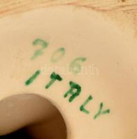 Jelzett (Italy) kézzel festett mázas porcelán korsós asszony figura, apró kopásnyomokkal,  m:13,5 cm