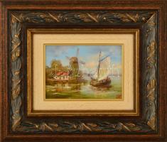 Méhész Tamás (1940-): Vitorlás. Olaj, farost, jelzett, keretben, 13×18 cm