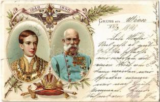 1848-1898 Gruss aus.. / Franz Josephs 50th anniversary of reign. Art Nouveau, litho (RB)