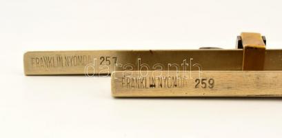 Ólombetű befogó sablon, jelzett (Franklin Nyomda), 2 db,  h: 25 cm