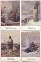 6 db RÉGI első világháborús katonai művészlap Jézussal / 6 WWI K.u.K. military art postcards with Jesus