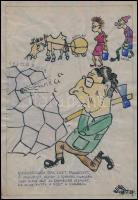 Berecz jelzéssel: 5 db humoros rajz, vegyes technika, papír, 30×21 cm