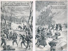 9 db RÉGI használatlan első világháborús katonai művészlap / 9 WWI unused K.u.K. military art postcards