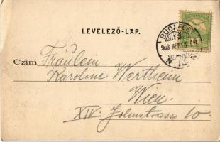 1903 Budapest VI. Oktogon, villamos, Prindl Nándor üzlete, Café Abbazia kávéház. Divald Károly 217. ...