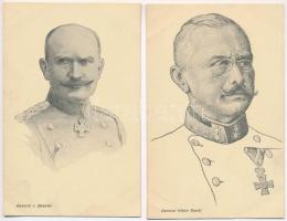 5 db RÉGI használatlan első világháborús katonai művészlap: osztrák-magyar katonai vezetők / 5 WWI u...