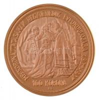 1907. 100K "Ferenc József Megkoronázásának Negyvenedik Évfordulójára" aranyozott fém emlék...