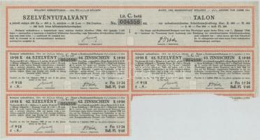 1914. "Budapest Székesfőváros" 4 1/2%-os Kötelezvény bemutatóra 480K-ról sorszámkövetők, m...