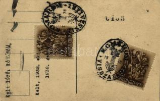 Komárom, Komárnó; mozaiklap, sorszámozott kiadás / multi-view postcard + 1938 Komárom visszatért So. Stpl (EK)