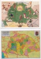 2 db MODERN irredenta lap, egyik térképes dimenziós lap / 2 modern Hungarian irredenta postcards, one dimensional (3D) Trianon map