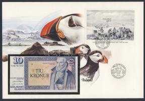 Izland 1961. 10K dekoratív bankjegyes, bélyeges borítékon T:I