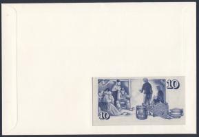 Izland 1961. 10K dekoratív bankjegyes, bélyeges borítékon T:I