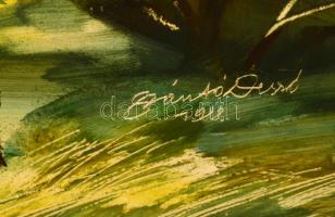 Szántó Dezső (1958-): Kerti házikó. Olaj, farost, jelzett, keretben, 35×45 cm