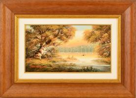 Pankotai Sándor (1959-): Dombok a távolba. Olaj, farost, jelzett, keretben, 20×35 cm