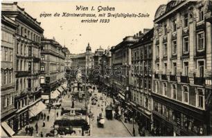 Vienna, Wien, Bécs I. Kartnerstrasse mit Dreifaltigkeits-Saule / street, Trinity Column