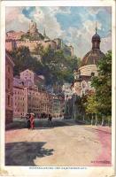 Salzburg, Hohensalzburg und Kajetanerplatz, Künstlerpostkarte Kollektion Kerber Nr. 68. s: E. T. Compton (fl)