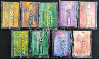 Szerencsejáték motívumos telefonkártya, teljes sorozat, 9 db, bontatlan csomagolásban