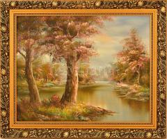 Kafieri jelzéssel: Nyári hangulat. Olaj, vászon, keretben, 41×53 cm