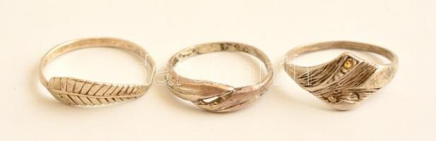 Ezüst(Ag) gyűrű, 3 db, jelzett, nettó: 3,9 g