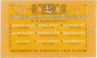 Budapest 1919. 20f "Központi Sajtóvállalat R.T." T:I / Hungary / Budapest 1919. 20 Fillér ...