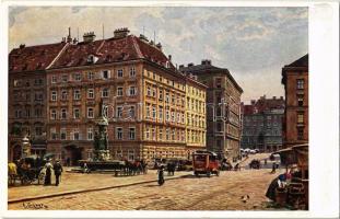 Vienna, Wien, Bécs; Freiung / street, automobile, B.K.W.I. 208-11. s: Ernst Graner