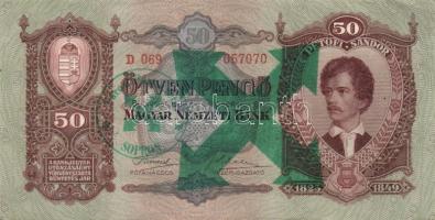 1930-36. 10P, 50P, 100P zöld nyilaskeresztes felülbélyegzéssel T:II,II-