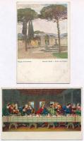 12 db RÉGI művészlap, vegyes, minőség / 12 pre-1945 motive postcards, mixed quality