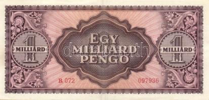 1946. 1000.000.000P piros "10 éves a Magyar Éremgyűjtők Egyesülete 1969-1979" fny-sal T:I