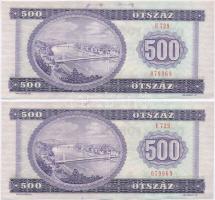 1980. 500Ft (2x) sorszámkövetők, nyomdai festékfoltokkal T:I,I- 
Adamo F42