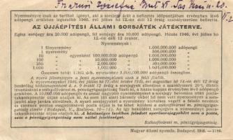 1946. 10.000Adópengős fél-sorsjegy T:II