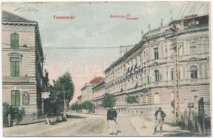 1909 Temesvár, Timisoara; Andrássy út, zuhanyfürdő / street view, shower bath (ázott / wet damage)