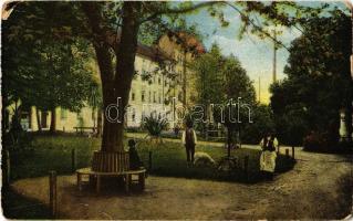 1916 Nagyszeben, Hermannstadt, Sibiu; Stadtpark mit Sanatorium / park, szanatórium. G. A. Seraphin kiadása / park, sanatorium (kopott sarkak / worn corners)