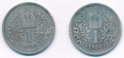 Ausztria 1893-1894. 1K Ag "Ferenc József" (2xklf) T:3
Austria 1893-1894. 1 Corona Ag &quo...