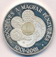 2001. 1000 éves a magyar pénzverés ezüstözött bicolor bronz emlékérem (42,5mm) T:1- (eredetileg PP)