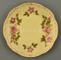 Zsolnay virág mintás mokkás csésze és alj (6db), kézzel festett, apró kopásnyomokkal, jelzett