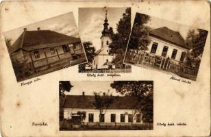 Nevicke, Nevytske, Nyevicke (Ungvár, Uzshorod, Uzhorod); Görög katolikus templom és iskola, állami iskola, Hangya szövetkezet üzlete és saját kiadása / Greek Catholic church and school, state school, cooperative shop (lyukak / pinholes)