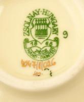 Zsolnay pillangó mintás kis porcelán váza, kézzel festett, hibátlan, jelzett, m: 8,5 cm