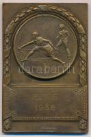 1936. E.T.E. (Egyetemi Torna Egylet) Br vegyes páros tenisz emlékplakett, Arkanzas gyártói jelzéssel (41x60mm) T:2