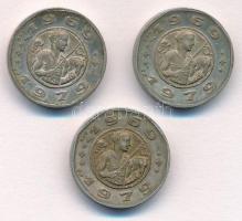 1979. "10 éves az Éremgyűjtők Keszthelyi Csoportja" (3x) Ag  (4,09g/0.800/15mm) emlékérem ...