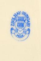 Zsolnay süteményes készlet, kézzel festett, hibátlan, d: 16,6 cm (6×), 44×16 cm