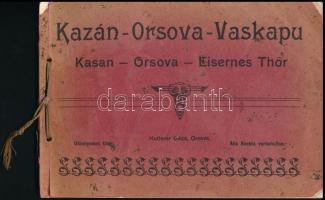 cca 1900 Kazán-Orsova-Vaskapu ca 1900 Hutterer Géza, Orsova.14 képet tartalmazó füzet magyar és német aláírásokkal.Zsinórfűzve, a borító sarkán kis hiánnyal.