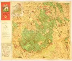 1928 Kirándulók térképe 15.: Vértes hegység, 1:50000, Magyar Királyi Állami Térképészeti Intézet, 64,5×76,5 cm nagyon szép állapotban