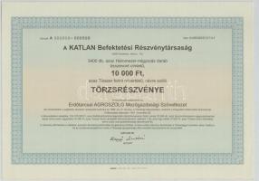 1997. "A Katlan Befektetési Részvénytársaság" háromezernégyszáz darab részvénye egyben, ös...